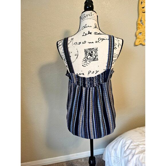 Eyeshadow women's shirred, lace detail, button down top, Large - Picture 3 of 7